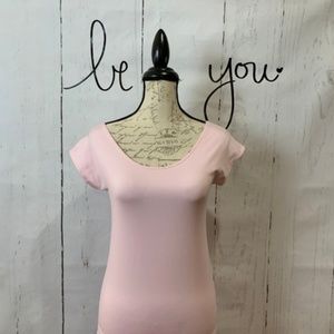 Pink Cap Sleeve Stretch Top
